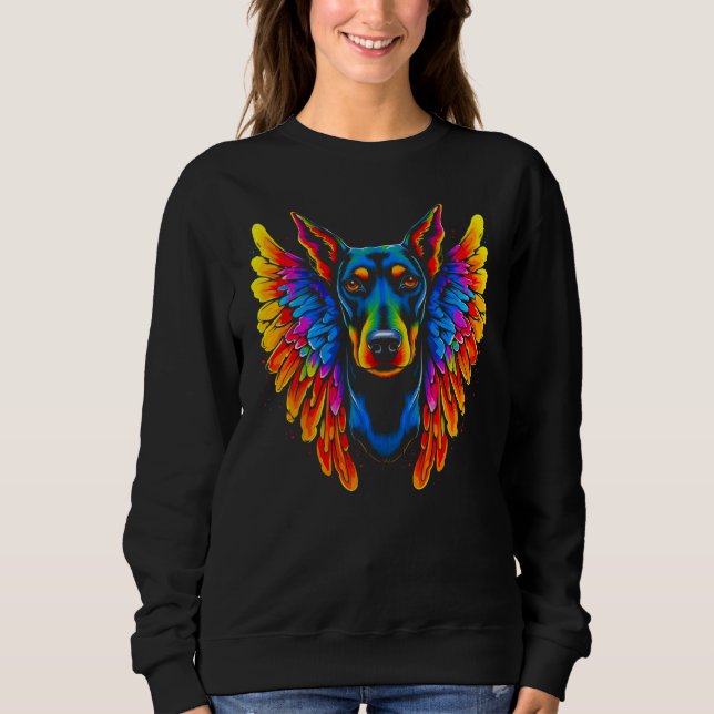 Dog Doberman Pinscher Angel Wings Sweatshirt (Front)