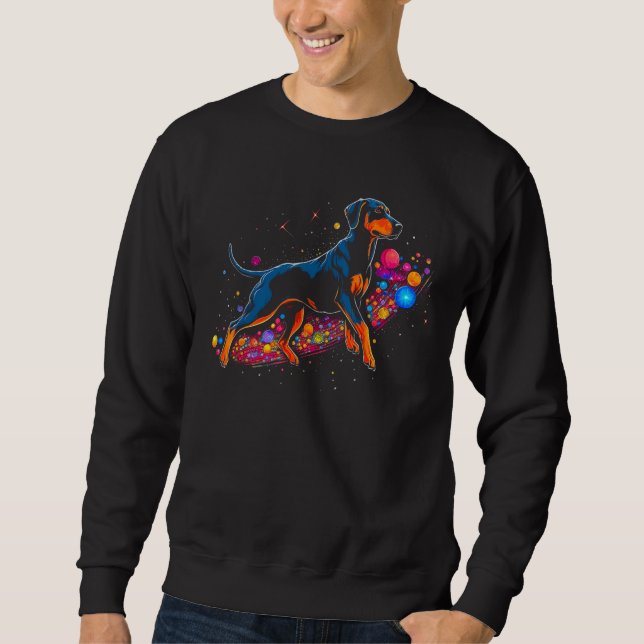 Dog Doberman Pinscher in Space Science Sweatshirt (Front)