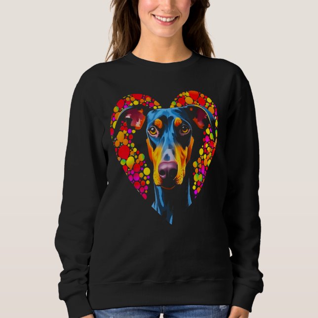 Dog Doberman Pinscher Love Heart Sweatshirt (Front)