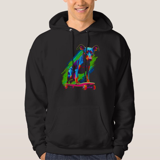 Dog Doberman Pinscher Skateboard Hoodie (Front)
