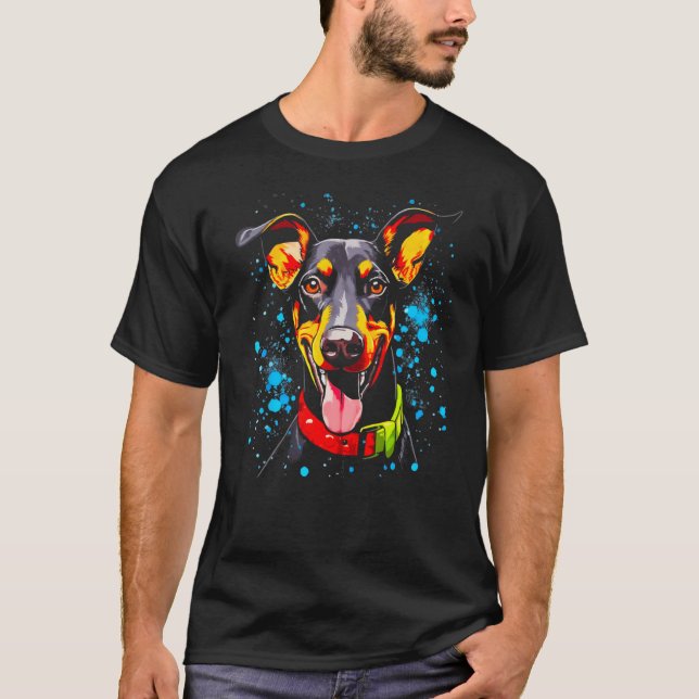 Dog Doberman Pinscher Xmas T-Shirt (Front)