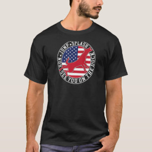 Dog Dock Jumping Dock Diving Dogs American Flag T-Shirt