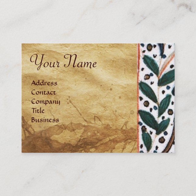 DOG DOCTOR WITH KITTEN Parchment Monogram Business Card (Front)
