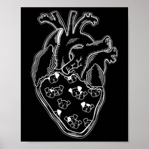 Dog Dogs Heart Anatomy Tattoo Style  Poster