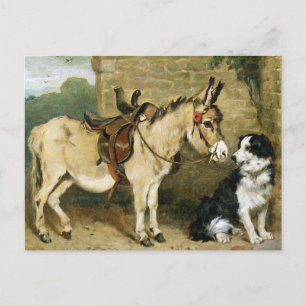 Dog & Donkey Animal Friends - Vintage Art by Emms Postcard
