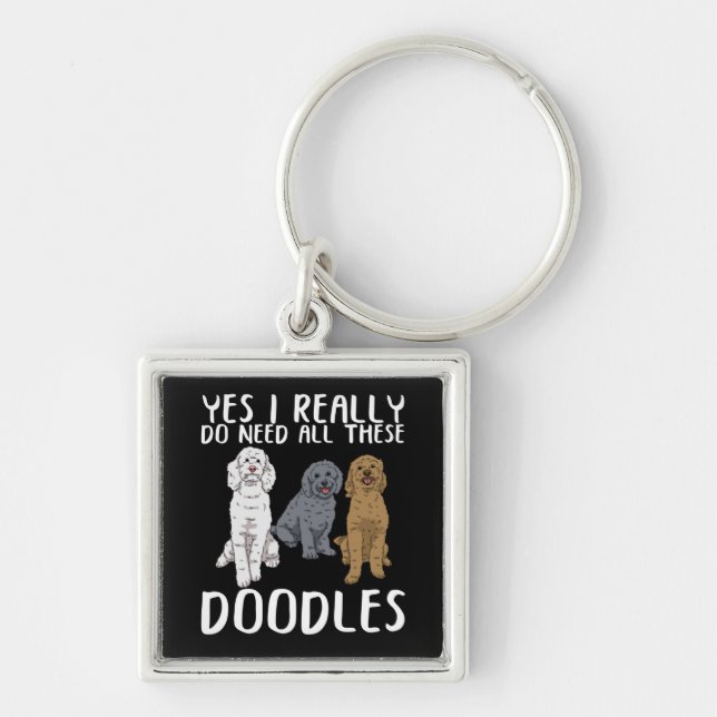 Dog Doodle Mum Gifts Dad Labradoodle Doodle Key Ring (Front)