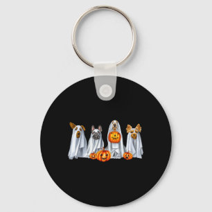Dog Dressed As Ghost Spooky Season Ghost Dogs Key Ring
