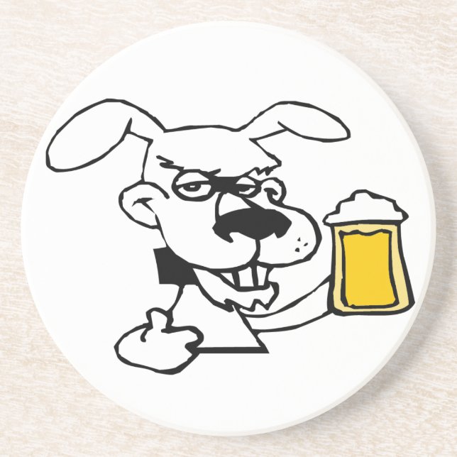 Dog Drinking Beer Coaster (Front)
