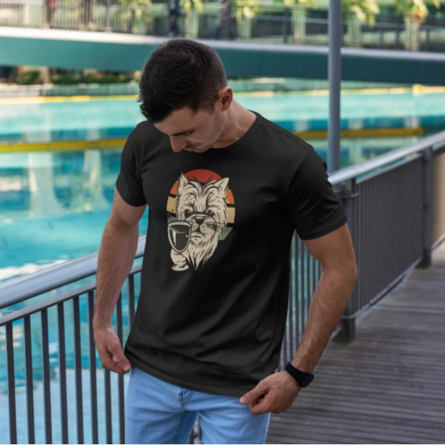 Dog Drinking Wine Retro   T-Shirt (Creator Uploaded)