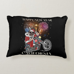 Dog Drives A Motorcycle To California Decorative Cushion