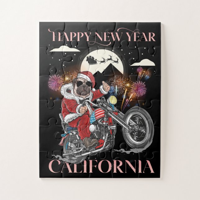 Dog Drives A Motorcycle To California Jigsaw Puzzle (Vertical)
