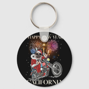 Dog Drives A Motorcycle To California Key Ring