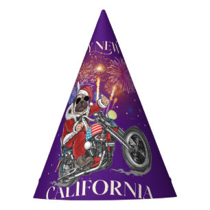 Dog Drives A Motorcycle To California Party Hat