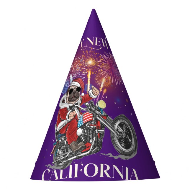 Dog Drives A Motorcycle To California Party Hat (Front)
