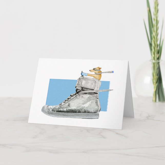 Dog Driving a Shoe Card (Front)