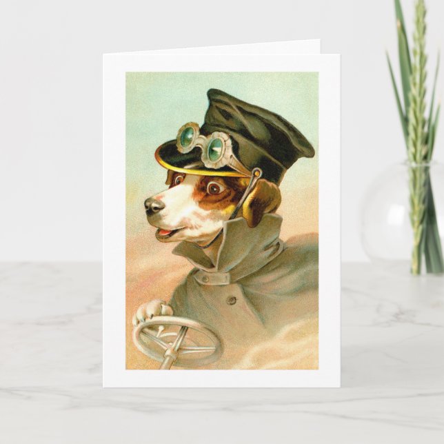 Dog driving holiday card (Front)