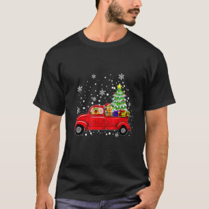 Dog Driving Xmas Truck Christmas Tree Lights Dog T-Shirt