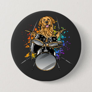 Dog Drummer Playing Drums Round 7.5 Cm Round Badge
