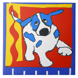 Dog, Dutch Delft Look Ceramic Tile