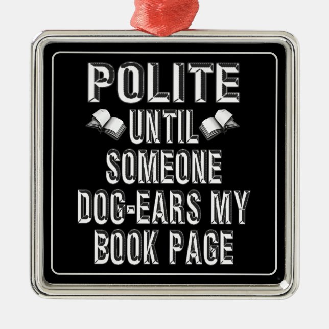 Dog Ear Books Humour Metal Ornament (Front)