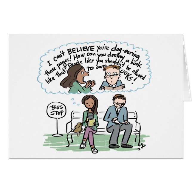 Dog-Eared Page Horror card for book lovers (Front Horizontal)