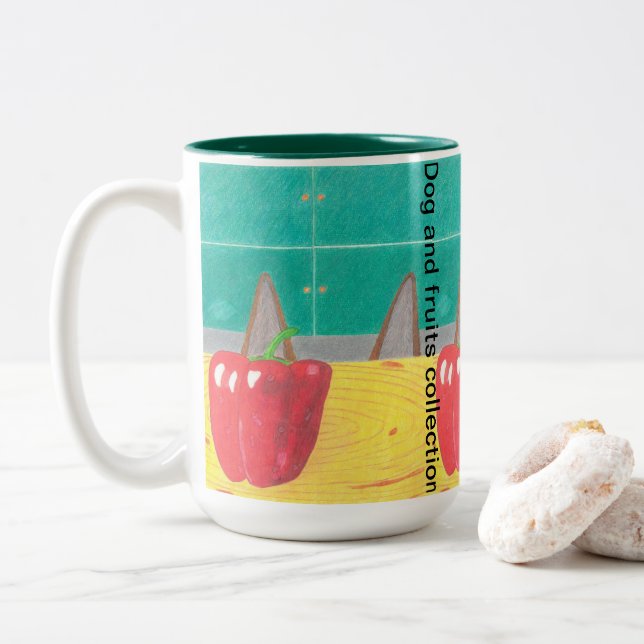 Dog ears and pepper  Two-Tone coffee mug (With Donut)
