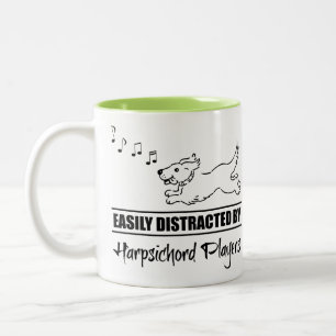 Dog Easily Distracted by Harpsichord Players Two-Tone Coffee Mug