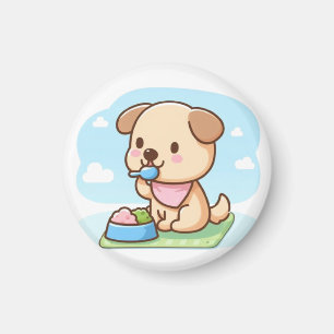 Dog eating lunch magnet