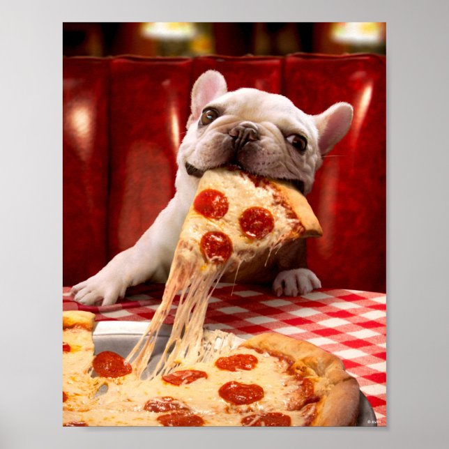 Dog Eating Pizza Slice Poster (Front)
