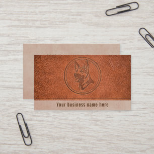 Dog embossed leather effect business card