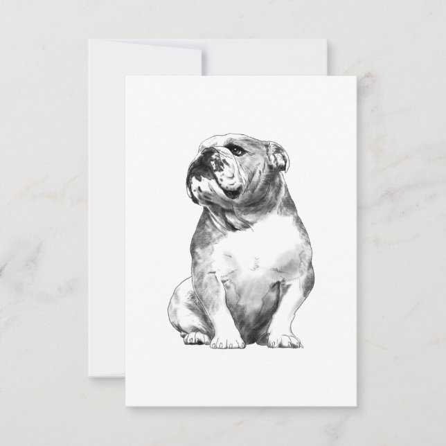 Dog English Bulldog Gift RSVP Card (Front)