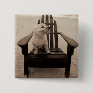 Dog Enjoying the Beach 15 Cm Square Badge