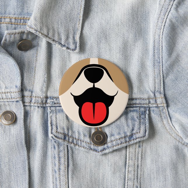 Dog Face 7.5 Cm Round Badge (In Situ)