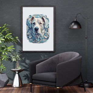 Dog face bluish grey aesthetic mosaic [BD-A2] Post Poster