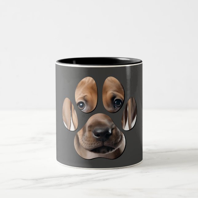 Dog Face Dog Paw Coffee Mug (Center)