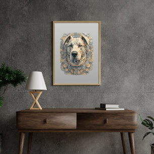 Dog face l beige grey l aesthetic mosaic [BD-B1] Poster