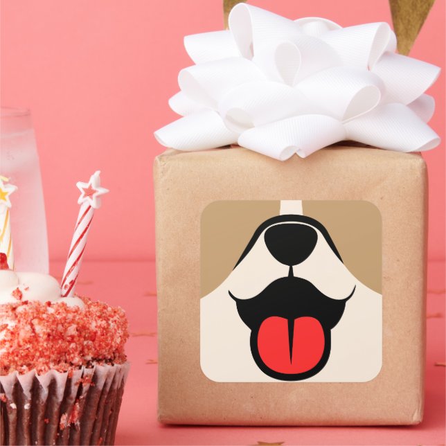Dog Face Square Sticker (Party)