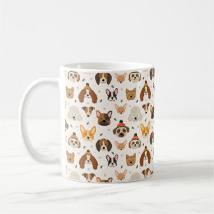 Dog Faces in Winter Hats Holiday Pattern Coffee Mug