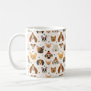 Dog Faces in Winter Hats Holiday Pattern Coffee Mug