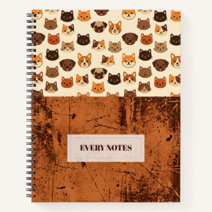 Dog Faces Repeat – Distressed Brown Split Notebook