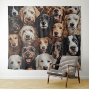 Dog Faces Tapestry