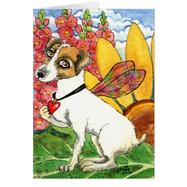 Dog Fairy Flower Garden Fantasy Card by Ann Howard (Front)