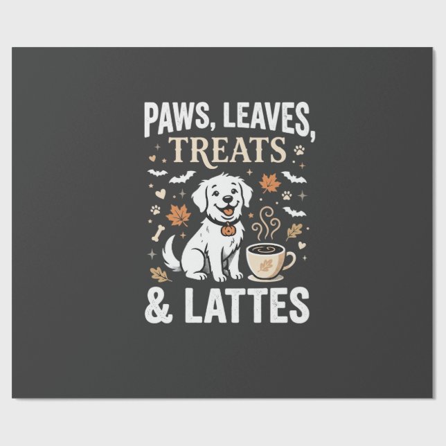 Dog Fall Latte Halloween Wrapping Paper (Flat)