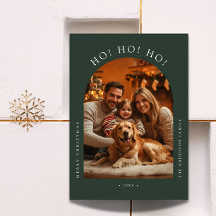 Dog Family Arch Photo Funny Ho Ho Ho Christmas Holiday Card