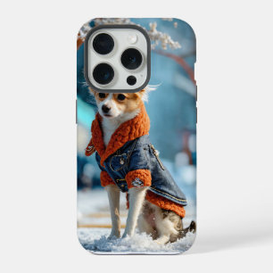Dog Fashion Show – Adorable Cartoon Winter Scene iPhone 15 Pro Case