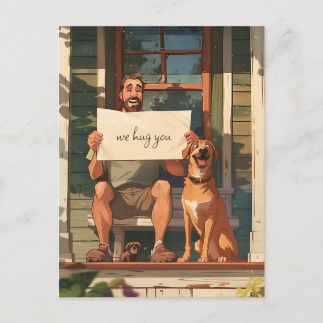 Dog Father and His Dog Postcard (Front)