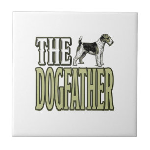 Dog Father Terrier Vintage Engraving Shirt Design_ Ceramic Tile