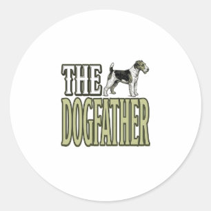 Dog Father Terrier Vintage Engraving Shirt Design_ Classic Round Sticker