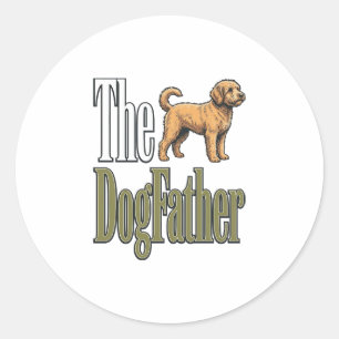 Dog Father Vintage Engraving Dog Lover Design_1 Classic Round Sticker