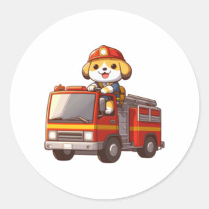 Dog Firefighter Classic T-Shirt (1) Round Sticker
